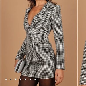 Embellished Buckle Mini Blazer Dress